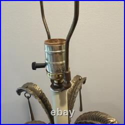 Vintage Palm Tree Table Top Lamp 31 Tall Tropical Tapered Base Brass Tone