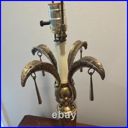 Vintage Palm Tree Table Top Lamp 31 Tall Tropical Tapered Base Brass Tone