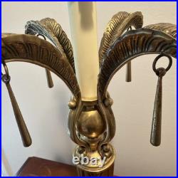 Vintage Palm Tree Table Top Lamp 31 Tall Tropical Tapered Base Brass Tone