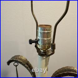 Vintage Palm Tree Table Top Lamp 31 Tall Tropical Tapered Base Brass Tone