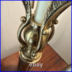 Vintage Palm Tree Table Top Lamp 31 Tall Tropical Tapered Base Brass Tone