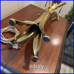 Vintage Palm Tree Table Top Lamp 31 Tall Tropical Tapered Base Brass Tone