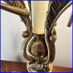 Vintage Palm Tree Table Top Lamp 31 Tall Tropical Tapered Base Brass Tone