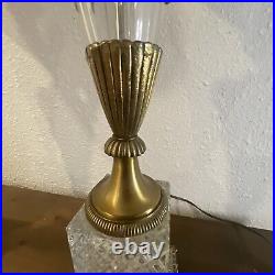 Vintage Paul Hanson Crystal Brass And Italian Marble Base Table Lamp 3 Way 39