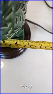 Vintage Penguin MCM Lattice Crackle Glaze Ceramic Lamps Green Working Only Ones