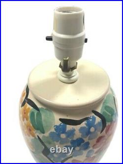 Vintage Pier 1 Imports Table Lamp Painted Ceramic Small Floral Made Italy Rare