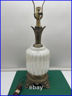 Vintage Pineapple Iridescent Ribbed Glass and Brass Electric 19 Table Lamp Vintage Pineapple Iridescent Ribbed Glass and Brass Electric 19 Table Lamp