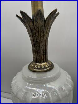 Vintage Pineapple Iridescent Ribbed Glass and Brass Electric 19 Table Lamp