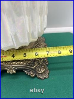 Vintage Pineapple Iridescent Ribbed Glass and Brass Electric 19 Table Lamp