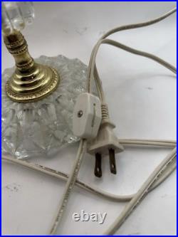 Vintage Pink Glass Lamp with Crystal Prisms & Brass Base Hollywood Regency 14 Vintage Pink Glass Lamp with Crystal Prisms & Brass Base Hollywood Regency 14