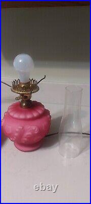 Vintage Pink Overlay Glass Table Lamp