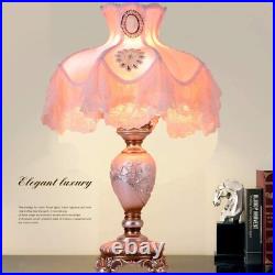 Vintage Pink Table Lamp Victorian Style with Button Switch Decorative Desk La