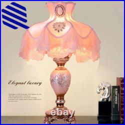 Vintage Pink Table Lamp Victorian Style with Button Switch Decorative Desk Lamp