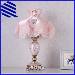 Vintage Pink Table Lamp Victorian Style with Button Switch Decorative Desk Lamp