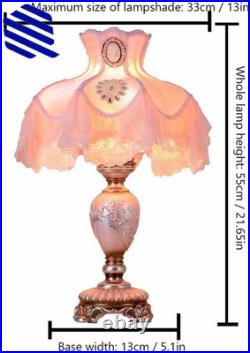 Vintage Pink Table Lamp Victorian Style with Button Switch Decorative Desk Lamp