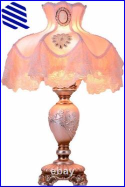 Vintage Pink Table Lamp Victorian Style with Button Switch Decorative Desk Lamp