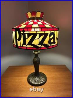 Vintage Pizza Hut Table Lamp, Tiffany Style Light, 19 T x 12 W