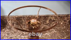 Vintage Plymouth Harlee Table Lamp Hurricane 21 Oak Wood & Brass with Shade