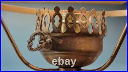 Vintage Plymouth Harlee Table Lamp Hurricane 21 Oak Wood & Brass with Shade