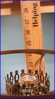 Vintage Plymouth Harlee Table Lamp Hurricane 21 Oak Wood & Brass with Shade