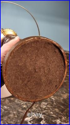 Vintage Plymouth Harlee Table Lamp Hurricane 21 Oak Wood & Brass with Shade