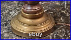 Vintage Plymouth Harlee Table Lamp Hurricane 21 Oak Wood & Brass with Shade