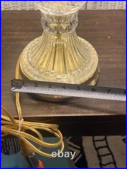 Vintage Polish 24% Lead Cut Crystal Table Lamp 30 Tall Brass Base No Shade