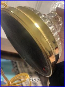 Vintage Polish 24% Lead Cut Crystal Table Lamp 30 Tall Brass Base No Shade