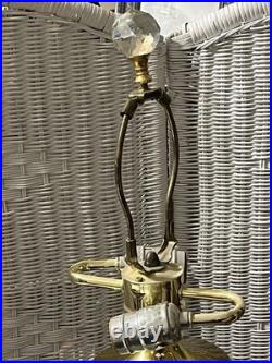 Vintage Polish 24% Lead Cut Crystal Table Lamp 30 Tall Brass Base No Shade