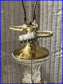 Vintage Polish 24% Lead Cut Crystal Table Lamp 30 Tall Brass Base No Shade