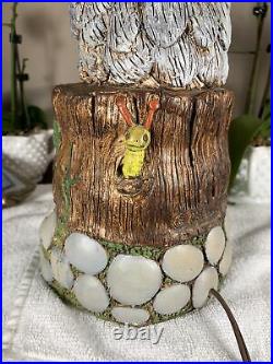 Vintage Pop Artist Cheryl Gadow OWL Hippie Table LAMP RARE Ladybug Caterpillar
