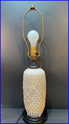 Vintage Porcelain Lamp White Reticulated Chinese Japanese Blanc de Chine Lamp