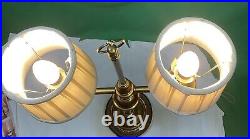 Vintage Portable Luminaire 2 Bulb Brass Table Lamp With Shade # C606-HC 30 T