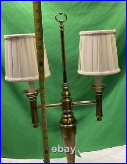 Vintage Portable Luminaire 2 Bulb Brass Table Lamp With Shade # C606-HC 30 T