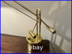 Vintage Post Modern 1970's Pendulum Articulating Brass Drafting Table Desk Lamp