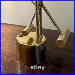 Vintage Post Modern 1970's Pendulum Articulating Brass Drafting Table Desk Lamp