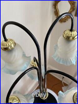 Vintage Post Modern Black 5 Arm Tulip Lamp