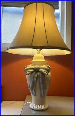 Vintage Postmodern Blue Ceramic Bow Table Lamp Hand Made and Rare