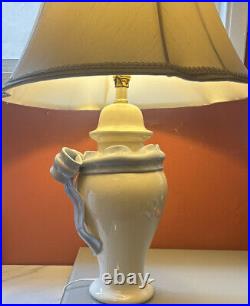 Vintage Postmodern Blue Ceramic Bow Table Lamp Hand Made and Rare