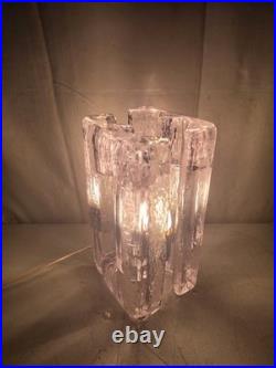 Vintage Pukeburg Swedish Ice Glass Table Lamp