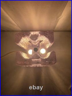 Vintage Pukeburg Swedish Ice Glass Table Lamp