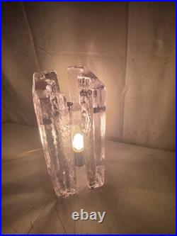 Vintage Pukeburg Swedish Ice Glass Table Lamp
