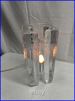 Vintage Pukeburg Swedish Ice Glass Table Lamp