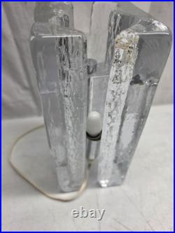 Vintage Pukeburg Swedish Ice Glass Table Lamp