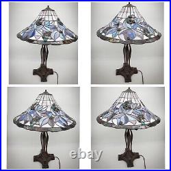 Vintage Quoizel Tiffany Style 17 Stained Glass Table Lamp Lion Claw Flowers
