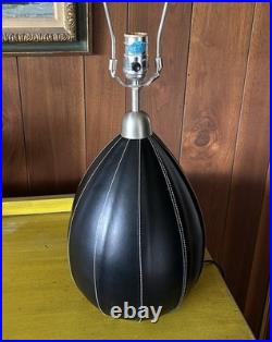 Vintage RALPH LAUREN Black Leather Table Lamp 1990s Postmodern design tested