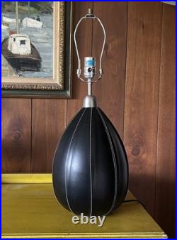 Vintage RALPH LAUREN Black Leather Table Lamp 1990s Postmodern design tested
