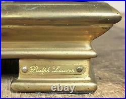 Vintage Ralph Lauren Brass Bouillotte Lamp Pair with Adjustable Black Tole Shade