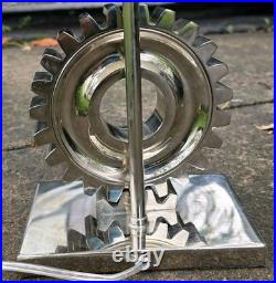 Vintage Ralph Lauren Industrial Gear Table Lamp Polished Nickel Chrome Silver