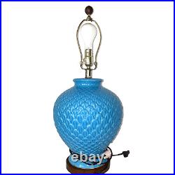 Vintage Ralph Lauren Pineapple Table Lamp Blue withWood Base no Shade